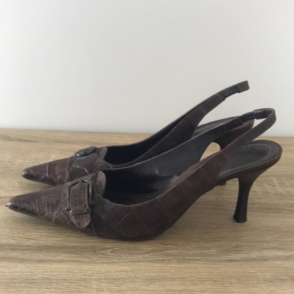 Antonio Melani leather sling back heels, very cuoio Sz 9 - Picture 3 of 6